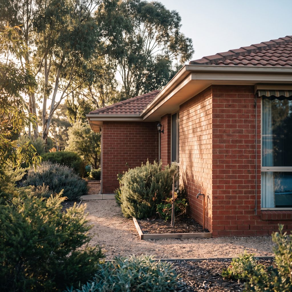 Brick veneer family home with a front garden